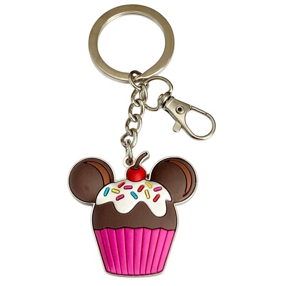 Disney Mickey Mouse Cupcake Snack Keychain Keyring Bag Purse Charm Zipper Pull - Picture 1 of 8
